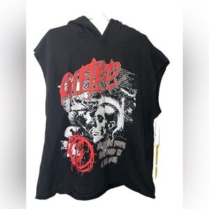 GFTD LA SLEEVELESS HOODIE WASH BLACK - FLASH HOOD NWT